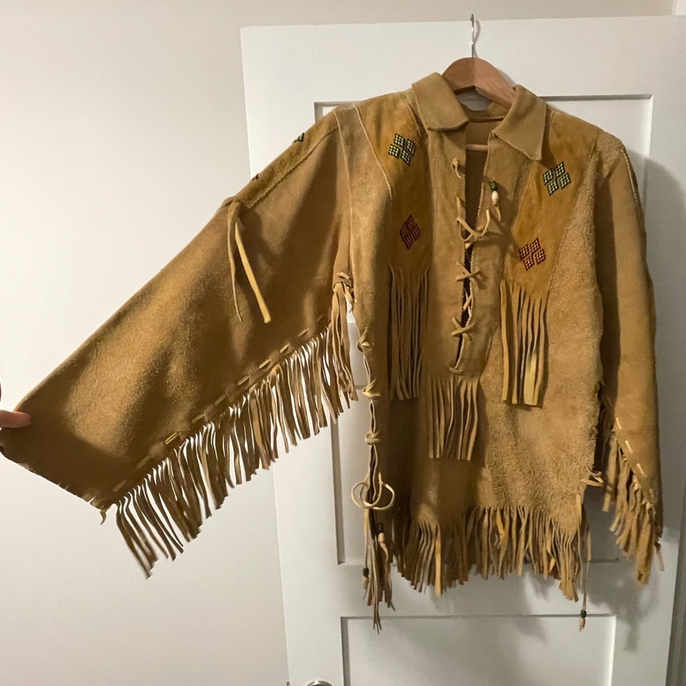 Leather fringe jacket